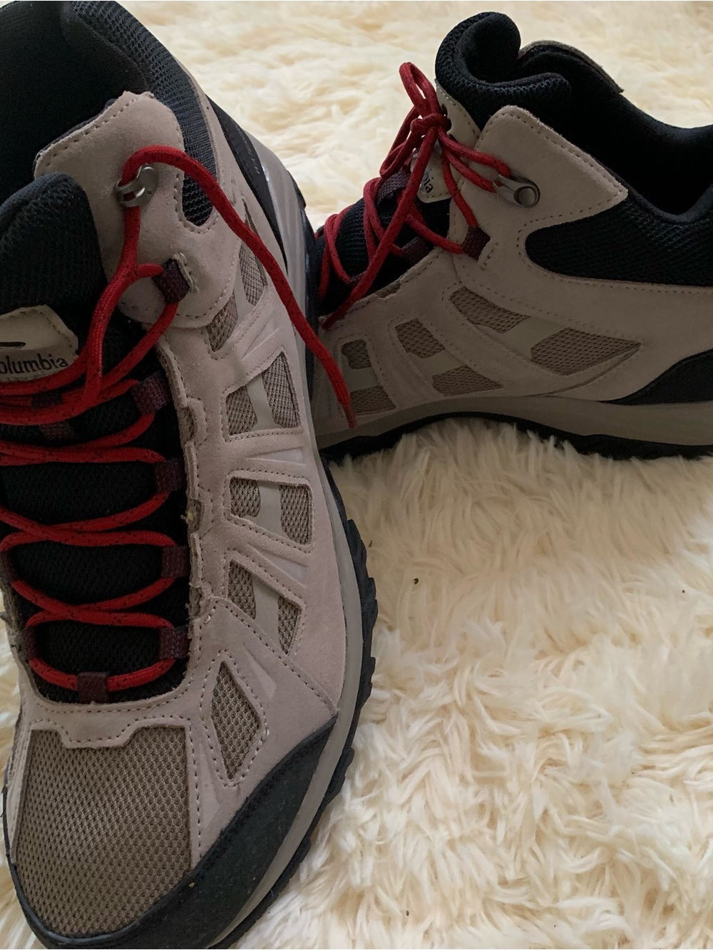 Columbia Gray, Black and Red Men's Hiking Boots